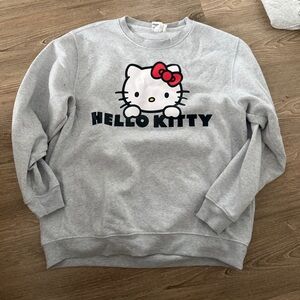 Hello Kitty Light Gray Crewneck Sweatshirt with Black Logo
